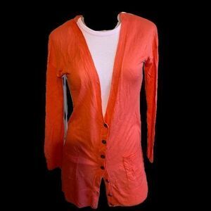 Cynthia Rowley Linen Cardigan - XS red , linen viscose